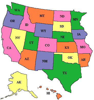 Western USA map